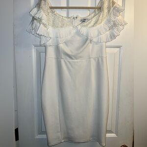 Fashion Nova White Lace Ruffle Mini Dress